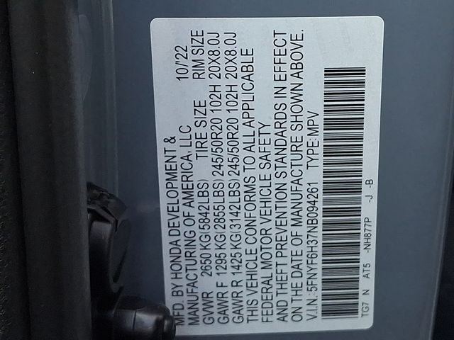 2022 Honda Pilot Sport