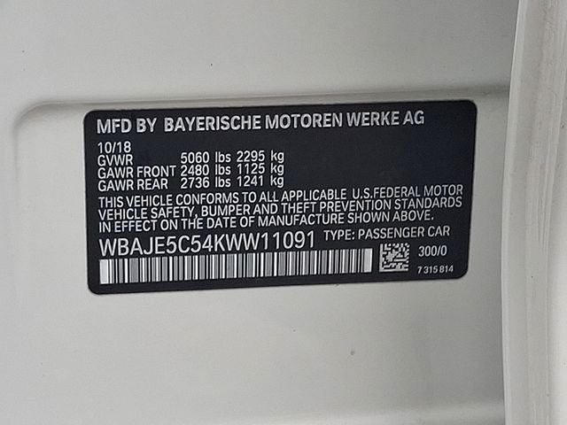 2019 BMW 5 Series 540i