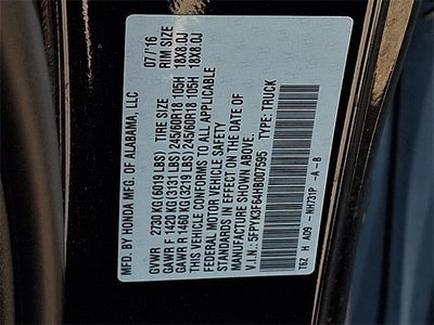 2017 Honda Ridgeline RTL-T