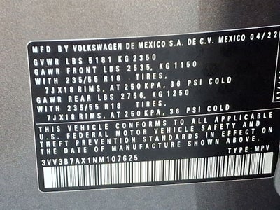 2022 Volkswagen Tiguan 2.0T SE