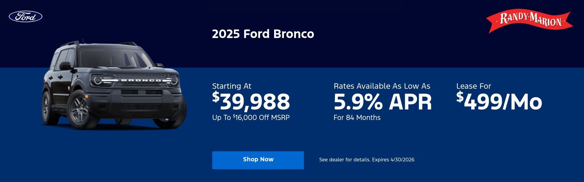 April Bronco Offer