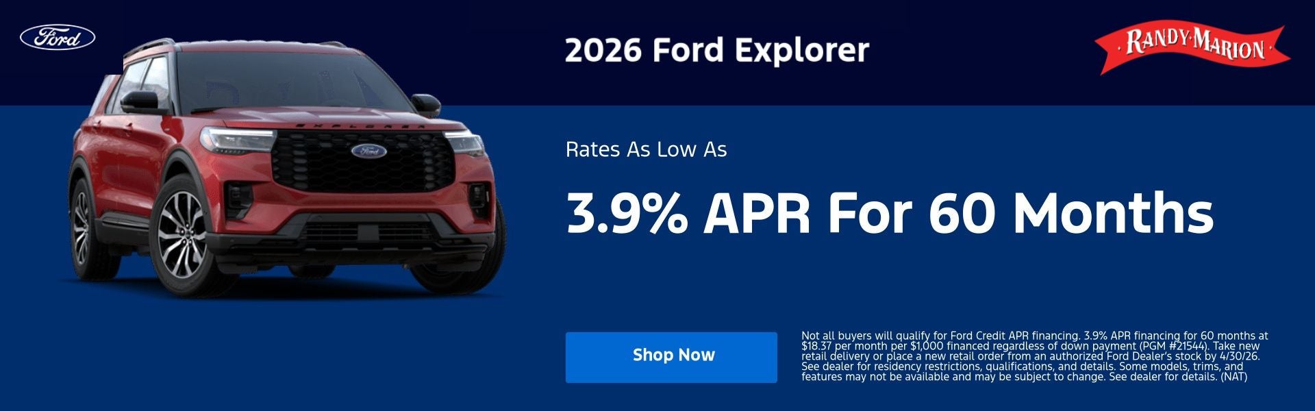Ford Explorer April Offer