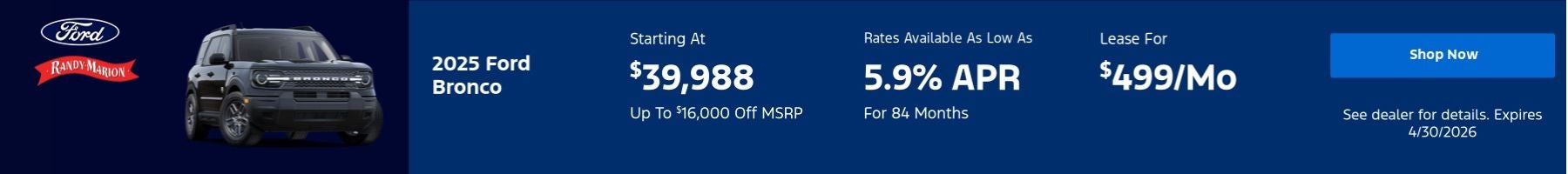 Ford Bronco April Banner