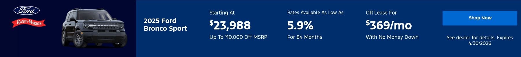 Ford Bronco Sport April Banner