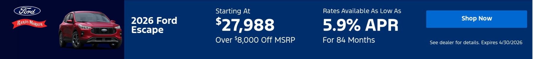 Ford Escape April Banner